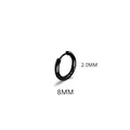 Sleek black stainless steel hoop earring with a 2.0mm thickness and 8mm diameter - 2.0*8mm Black (Single Piece)