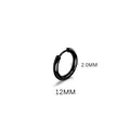 Minimalist black titanium steel hoop earring 12mm diameter 2.0mm wire thickness - 2.0*12mm Black (Single Piece)