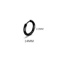 Black stainless steel hoop earring variant with 14mm diameter and 2mm thickness - 2.0*14mm Black (Single Piece)