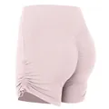 Hoge taille lichtroze yoga shorts met trekkoord aan de zijkant en scrunch effect - S / Aardbeien Milkshake
