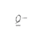 Minimalist stainless steel hoop earring with 6mm inner diameter and 2.0mm thickness - 2.0*6mm Silver Tone (Single Piece)