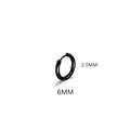 Small 6mm black titanium steel huggie hoop earring with 2.0mm thickness for men and women - 2.0*6mm Black (Single Piece)