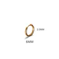 Minimalist rose gold titanium steel hoop earring 6mm diameter 2.0mm thickness - 2.0*6mm Gold Tone (Single Piece)