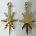 Golden North Star charm with crystal inlay for DIY jewelry making - Octagram Style (FP32125D1)