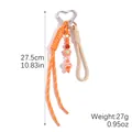 Süßer handgemachter geflochtener Schlüsselanhänger mit Herz-Clip und Perlenquaste - Orange Blume Geflochtener Anhänger (K2508-26)