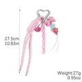 Niedlicher rosa Herz Taschenanhänger mit Quaste, Kunststoffkette und Erdbeerperlen - Pfirsichrosa Herz Anhänger (K2508-28)