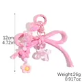 Süßer rosa Schleifen-Schlüsselanhänger mit Herz, Schmetterling und Ballonhund - Rosa Ballonhund Anhänger (K2601-39)