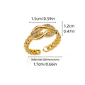 Anello aperto dorato con micro pavé di zirconi, dimensioni 1,5cm x 1,2cm - Stile Catena Simbolo Infinito (G124420)