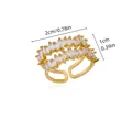 Elegante anello aperto a doppia fila con zirconi rettangolari micro-incastonati - Stile Pavé Zirconia Rettangolare a Doppia Riga (G124391)