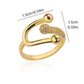 Anello aperto dorato con micro-pavé di zirconi e annotazione della misura di 1,5 cm - Stile Strass e Perline Design a Graffetta (G124418)