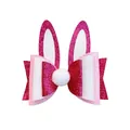 Nœud à cheveux pailleté rose et blanc oreilles de lapin de Pâques pour les filles - Nœud Oreilles de Lapin Rose et Blanc (MC6504)