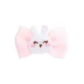 Pince à cheveux noeud rose avec lapin crocheté main pour Pâques - Nœud Rose Lapin au Crochet (MC5008)