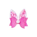 Barrette nœud oreille de lapin de Pâques à paillettes roses avec étoiles pour enfants - Oreilles de Lapin Étoilées Rose (MC6784)