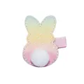 Barrette lapin pailletée dégradée avec pompon blanc pour cadeaux de Pâques enfants - Lapin Dégradé Jaune et Rose (MC5001)