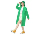 Adult green EVA reusable raincoat with hood for outdoor travel - One Size / 16 Silk (0.16mm) / Grass Green