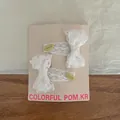 Set of four white lace bow hair clips for girls, detailed 5x1.5cm size markers - Set of 4 / Yellow Accented Style
