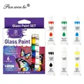 Professional 6-color glass paint set with 12ml tubes for artistic DIY projects. - 12ml / Glass Paint / 6-Color Pack