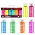 Professional set of 6 vibrant 60ml acrylic paint bottles for canvas and crafts - 60ml / Fluorescent Acrylic Paint / 6-Color Pack
