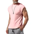 Men's summer casual sleeveless muscle T-shirt top in soft light pink color variant - S / Tops / Light Pink