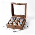 Vintage wood grain PU leather watch box with 6 slots and dimensions 20.5x20x8.5cm - 6-slot Square