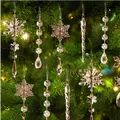 Set di 10 eleganti decorazioni natalizie in acrilico con fiocchi e ciondoli a ghiacciolo - Set da 10 pezzi / Champagne