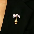 Elegant creative golden flower vase brooch pin featuring delicate purple petals on suit jacket - 19 Imitation Gold 11846 (brooch Without Decoration)