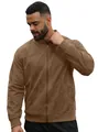 Premium men's slim fit brown suede zipper jacket featuring a stand collar design - S / Camel