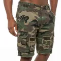 Detailansicht der taktischen Camouflage-Cargo-Shorts für Herren mit Nietenbesatz. - M / Camouflage