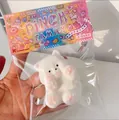 Primo piano di un simpatico peluche squishy a forma di cucciolo bianco in confezione - Cane Coccolone