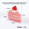 Mousse cake squishy in PU rosa realistica con indicazioni di dimensioni e peso incluse - Rosa