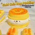 Cute handmade silicone dog pudding squishy toy for stress relief in yellow color - Gold Coin Puppy Squeeze