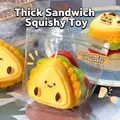 Cute sandwich-shaped silicone squishy toy for stress relief in clear packaging bag - Sandwich Squeeze Toy
