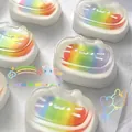 Handmade cat-shaped rainbow silicone squishy toy with soft water-like texture - Cat Cheese [Rainbow Color]