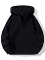 Heavy-weight solid black half-zip hooded sweatshirt for casual style and comfort - S / Single Sweatshirt / Black