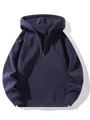 Heavyweight navy blue half-zip hooded sweatshirt in a relaxed American style fit - S / Single Sweatshirt / Dark Blue