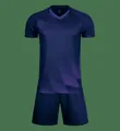 Navy blue and purple soccer jersey set with geometric pattern for football training. - Sapphire Blue / 4XS