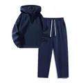 Classic navy blue heavyweight tracksuit set with half-zip hoodie and matching pants - 3XL / Activewear / Navy Blue