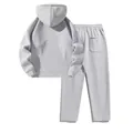 Back view of minimalist grey heavyweight oversized hoodie and sweatpants tracksuit set - 3XL / Activewear / Gray