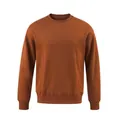 Casual brown 380g heavy fleece crewneck sweatshirt with ribbed cuffs and hem - S / Orange