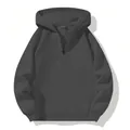 Premium heavyweight dark grey half-zip hooded sweatshirt with a minimalist solid color design - Dark Gray / 3XL