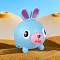 Funny blue rabbit squeeze toy with pop-out tongue for stress relief and sensory play - 10.3x9x9cm / Blue Rabbit