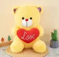 Ours en peluche jaune tenant un cœur rouge avec broderie Love pour la Saint-Valentin - Jaune / 25