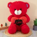 Ours en peluche rouge tenant un cœur brodé Love, cadeau de Saint-Valentin - Rouge / 25