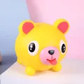 Vibrant yellow bear stress relief squishy toy with fun sticking out tongue feature - 10.3x9x9cm / Yellow Bear