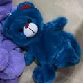 Adorable soft blue plush teddy bear with red ears and white muzzle, perfect for gifts - Dark Blue / 25