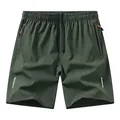 Pantaloncini sportivi da uomo a asciugatura rapida verde militare con elastico - 3XL / Pantaloni e gonne / Verde militare