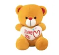 Yellow Valentine's Day teddy bear plush toy holding a white 'I love you' heart pillow - Caramel color / 25