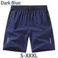 Pantaloncini sportivi da uomo ad asciugatura rapida blu navy con coulisse e tasche zip - 3XL / Pantaloni e gonne / Blu scuro
