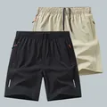 Pantaloncini sportivi da uomo leggeri ad asciugatura rapida in nero e kaki, elastico - 3XL / Pantaloni e gonne / Nero + Cachi