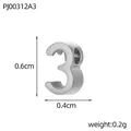 Detail view of silver stainless steel number 3 pendant with dimensions and weight - Number 3 Silver (PJ00312A3)